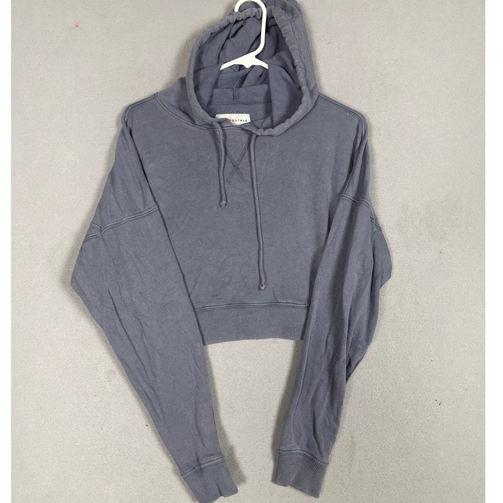 Aeropostale Hoodie Women XS Cropped Blue Drop Shoulder Pullover Drawstring EUC